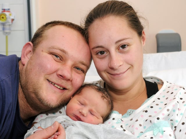 Rebecca Blackburn and Anton Kemp from Mansfield with their new years day baby Alfie Walter Kemp born at 9.30pm  weighing 7lbs 14oz 