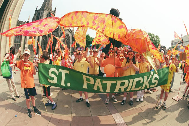 St Paricks R.C. School pupils on parade in 1999
