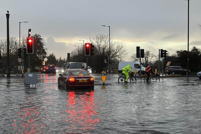 Portsmouth Flooding by Marcin Jedrysiak. Shows flooding in Eastern Road/Burrfields area.
