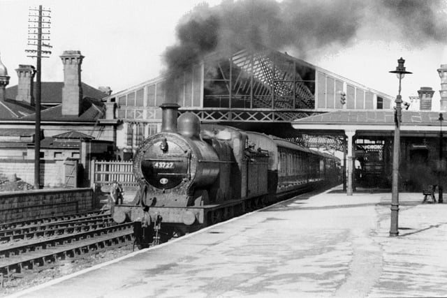 Mansfield Station pictured in 1955 - the train pictured is the 3.50pm running from Worksop to Nottingham.