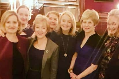 This photo from 2019 shows what were at the time six female cabinet members, including then PM Theresa May, with Lubov Chernukhin, a Russian donor who has given £2.1m to the Tory party since 2012.