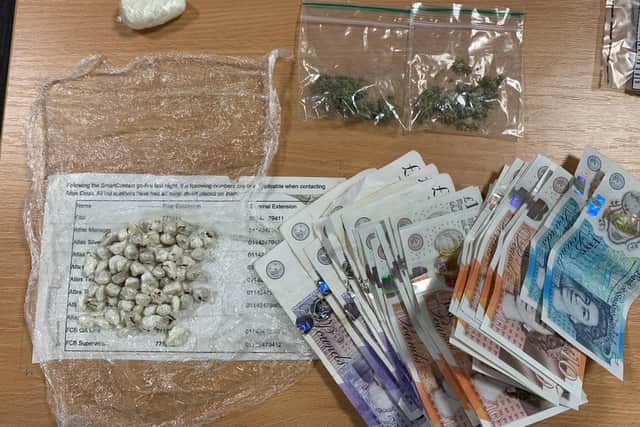 Drugs and cash seized in a police raid in South Yorkshire