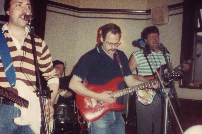 Killing Time playing at the Racecourse Tavern on Whittington Moor in the early 1980s.