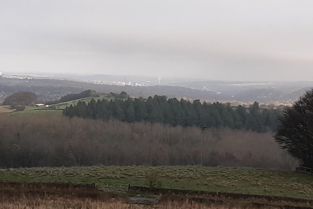 Baslwo Road, near the Owler Bar roundabout, a few miles out from Totley, provides a magnicent view across the whole of the Sheffield skyline, but from a long distance.