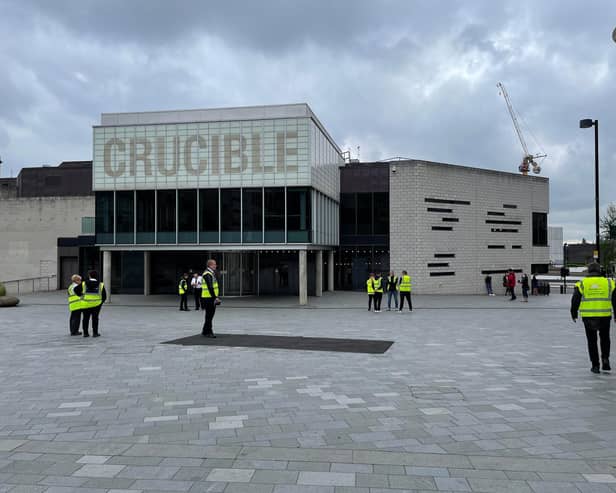 There was plenty of space in the vaccine queue at Sheffield's Crucible Theatre early on Saturday morning.