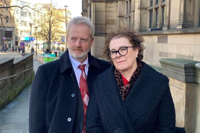 Charles and Liz Ritchie arrive at Sheffield Town Hall for start of inquest into the death of their son Jack. Photo: Dave Higgens/PA Wire