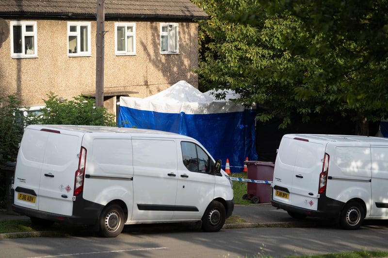 Police at a home in Killamarsh, Sheffield, where three children and a mother are believed to have been murdered. September 21 2021.