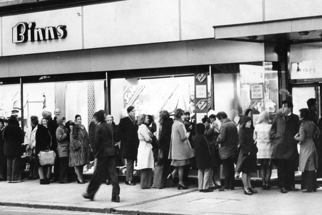 Gale force winds did not deter shoppers from queuing as post-Christmas sales got under way at Binns.