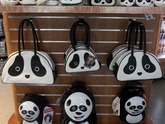 Why not take a little panda home with you? Panda merchandise on sale at Edinburgh Zoo where giant pandas Tian Tian and Yang Guang will live, on December 2, 2011 in Edinburgh, Scotland.