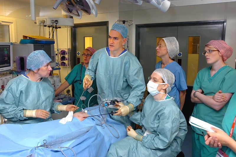 Mr Sean Marven and team start  keyhole surgery on a child at the Childrens Hospital in 2005