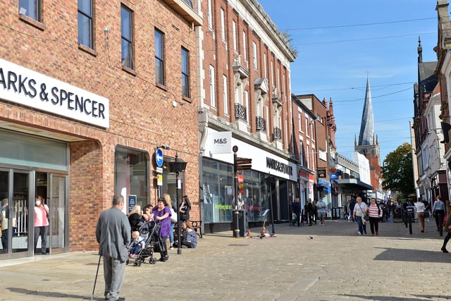 Chesterfield's bustling High Street today