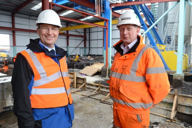 Trackwork Moll general manager Peter Heubeck, and senior site manager Gordon Fawcett, of J.F Finnigan, pictured at the site of the new concrete railway sleeper factory in 2013