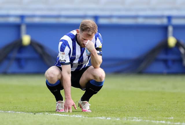 Tom Lees of Sheffield Wednesday reacts after conceding a goal against Swansea City. (Photo by George Wood/Getty Images)
