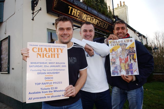 This charity night raised money for people caught up in the tsunami disaster 17 years ago. Pictured at the Wheatsheaf are David Guy, John Guy and Brian Houshby.
