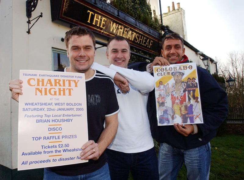 This charity night raised money for people caught up in the tsunami disaster 17 years ago. Pictured at the Wheatsheaf are David Guy, John Guy and Brian Houshby.