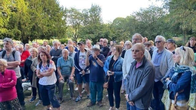 Campaigner Andy Kershaw's picture of a Save the Rose Garden Cafe meeting held in Graves Park, Sheffield following the closure of the building after structural issues were discovered. Sheffield City Council has admitted that it did not act immediately once the problems were found in a building survey