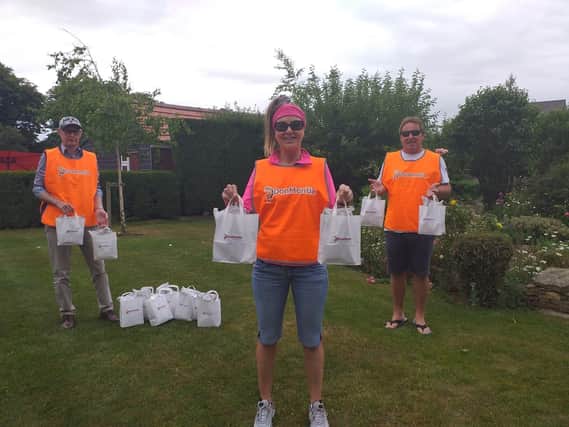 Volunteers from Donmentia have been delivering goody bags.