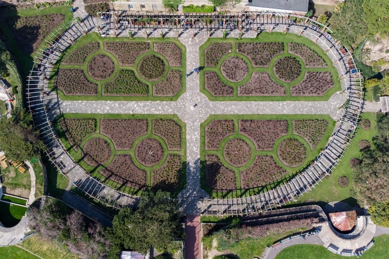 What a great view of the flowerbed patterns