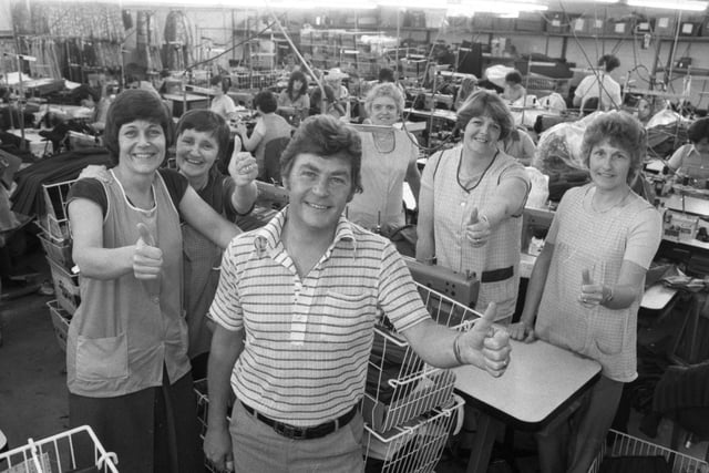 Arthur Pawson and some of the workers at the Ford Industrial Estate factory in 1981.