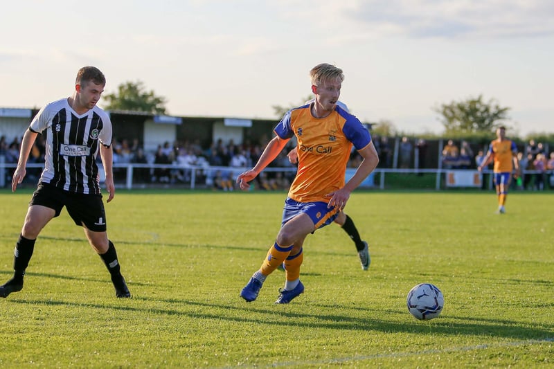 Mansfield Town's Harry Charsley in midfield action
