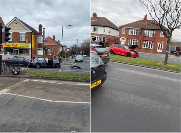 The aftermath of the smash on Carr House Road. (Photos: Neil Taylor).