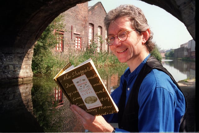 Simon Ogden with his book about Sheffield and Tinsley canal back in 1998
