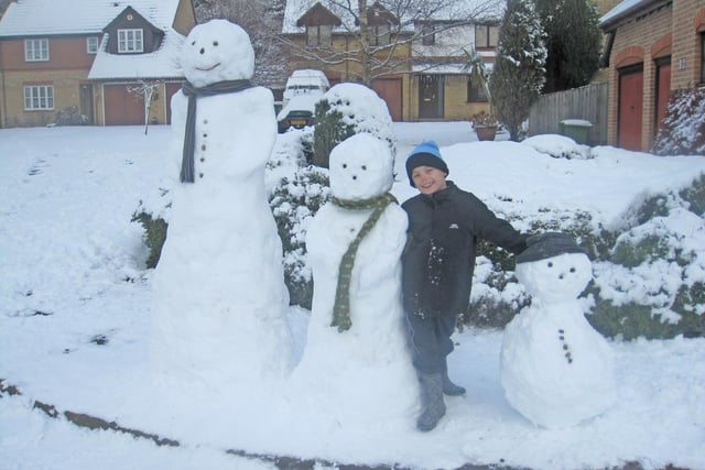 Ewan Daruvalla (7) with some help from his mum, dad, and little sister Lily (3), spent the morning creating these fabulous additions to Shetland Close, Cosham.