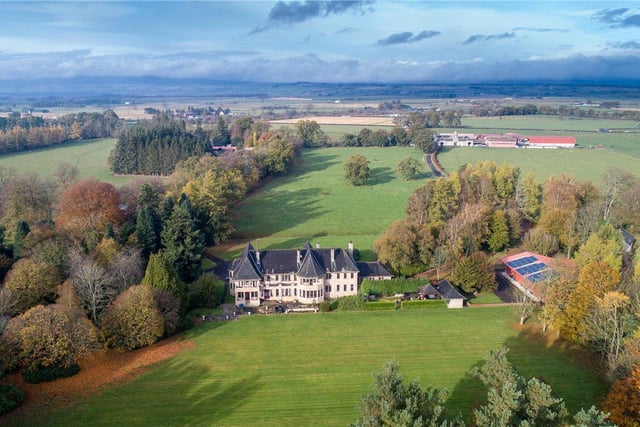 Aerial view of house and grounds.