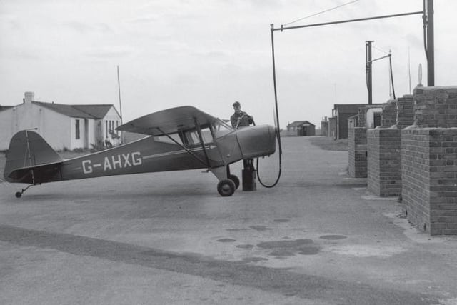 A plane refuelling at Greatham in the 1950s.