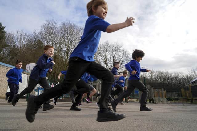Pupils at Aston Hall J&I put their best foot forward to raise funds for Sheffield Children's Hospital. Picture Scott Merrylees