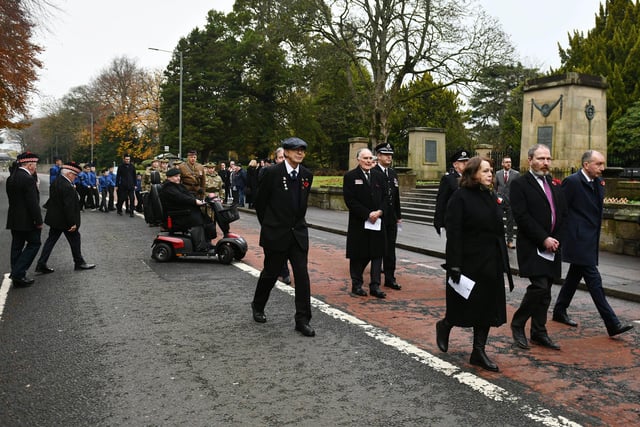 A Remembrance Sunday parade left Falkirk Town Hall for a service at Falkirk Cenotaph in honour of the fallen heroes who gave their lives for their country.