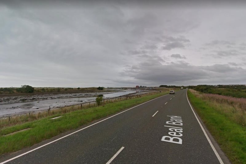 The A1068 follows the River Coquet as it makes its way towards the North Sea at Amble.