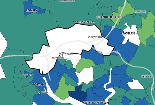 There were fewer than three cases in Chilworth, Nursling and Rownhams in the seven days to November 23.