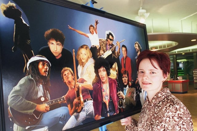 Artist Joanne Shaw with one of her pictures at the centre in March 2000.