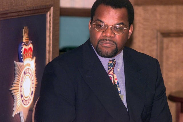 South Yorkshire black police association chair Bill Thomas at the launch of the association at the Niagra Sports ground ,Wadsley, Sheffield in 1999