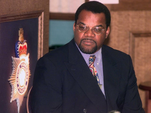 South Yorkshire black police association chair Bill Thomas at the launch of the association at the Niagra Sports ground ,Wadsley, Sheffield in 1999