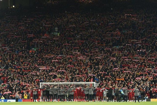 The resurgence at Liverpool under boss Jurgen Klopp has been remarkable with the German ending the Reds' 30 year wait for a top flight title in 2020. And at the centre of it all is Liverpool's famous Anfield Stadium, so often considered as one of the best atmospheres in Europe with thousands packing the Kop End to see their team each week.   (Photo credit should read OLI SCARFF/AFP via Getty Images)