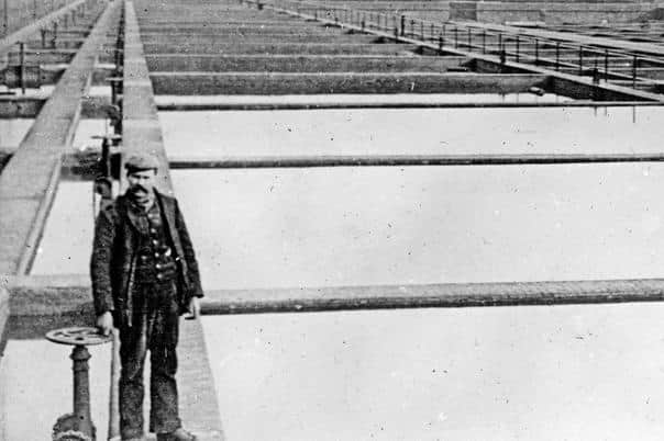 An early photo of the filter beds at Blackburn Meadows sewage works. Image: Picture Sheffield.