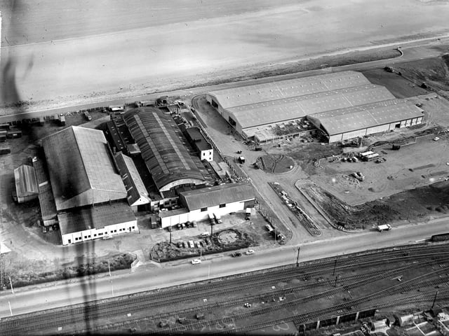 Aerial view of Portobello, Edinburgh, showing the Western Bus Station