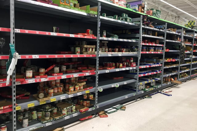 Panic buying has left supermarkets across Doncaster with empty shelves. Asda Doncaster Superstore, Gliwice Way, Bawtry Rd, yesterday. Picture: NDFP-17-03-20 EmptyShelves 18-NMSY