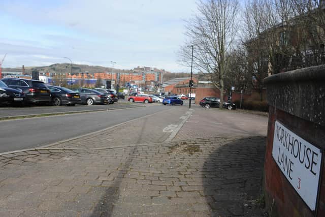 Workhouse Lane car park alongside the Courts in Sheffield which is to be developed by Urbo