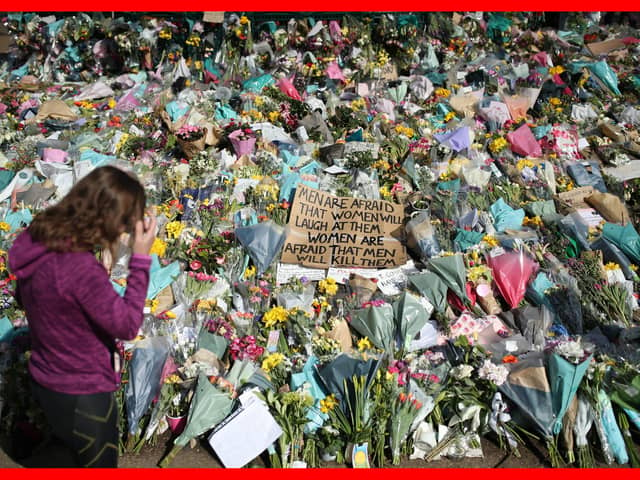 PABest Floral tributes at the bandstand in Clapham Common, London, for Sarah Everard. Pc Wayne Couzens, 48, appeared at the Old Bailey in London charged with the kidnap and murder of the 33-year-old. Picture date: Friday March 19, 2021.