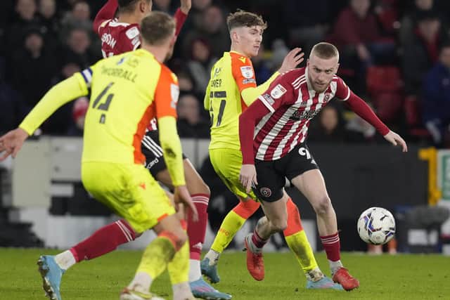 Oli McBurnie of Sheffield United: Andrew Yates / Sportimage