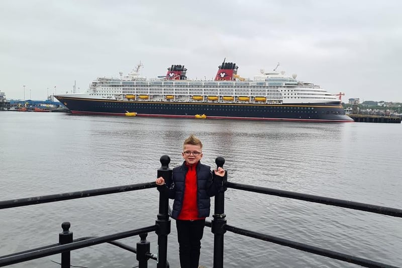 Getting a picture with the big visitor to the Tyne.