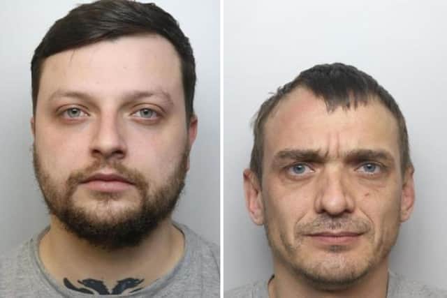 Andi Alushi (L) and Valdemaras Kasinskas (R) were sentenced to nearly 20 years at Sheffield Crown Court today.