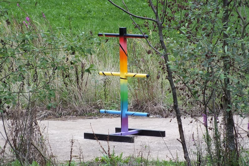 Three multi-coloured interactive sculptures were placed around Festival Park by creator Alex Allan.