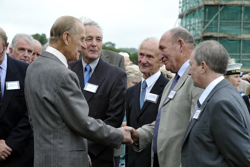 Prince Philip meeting more members of the Alnwick Christmas Lights team.
