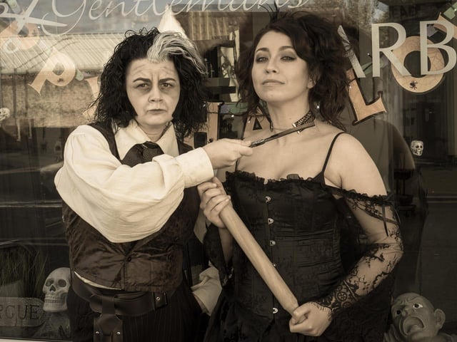 Sweeney Todd & Mrs Lovett at Stanton Hill's Uppercut salon - they held a fancy dress day on Saturday.