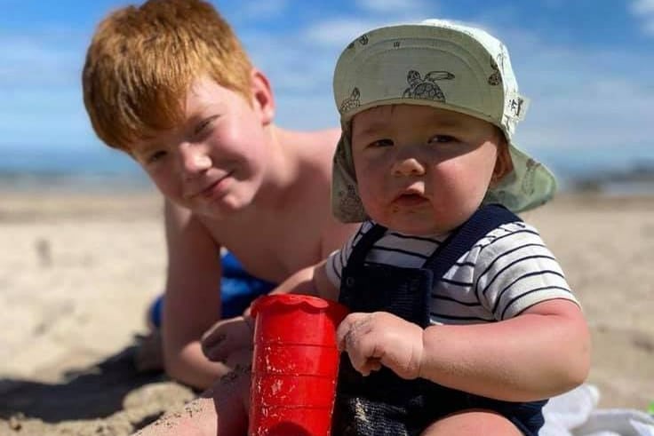 Leon and James enjoy a summer day in Seahouses.
