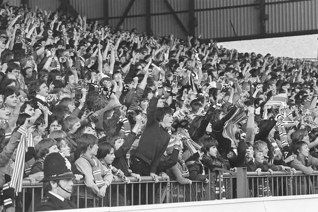 A packed Fulwell End as Sunderland beat Newcastle 1-0 in the 1980 derby.